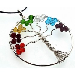 Tree of Life Chakra Glass Crystal Hand Crafted Pendant
